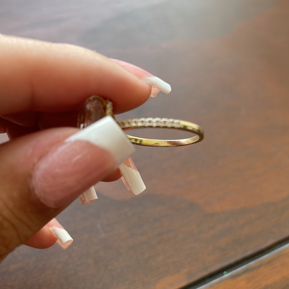 Sterling Silver Cubic Zirconia Gold Radiant Ring - Picture 7 of 7